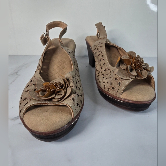 Patrizia by Spring Step, Ollevo Brown, Open Toe Sling Back Heeled Sandal, Sz 42 - Picture 2 of 11